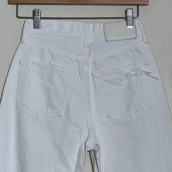 Moussy Vintage High Rise Straight Leg Distressed Jeans Cream Womens Size 24 - Picture 5 of 9